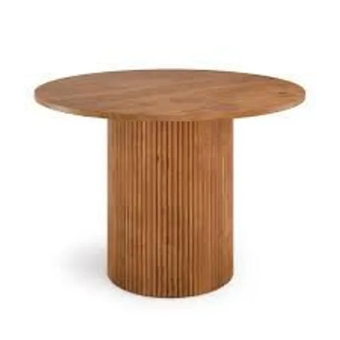 BOXED AMARI ROUND DINING TABLE - DARK STAINED OAK (2 BOXES)