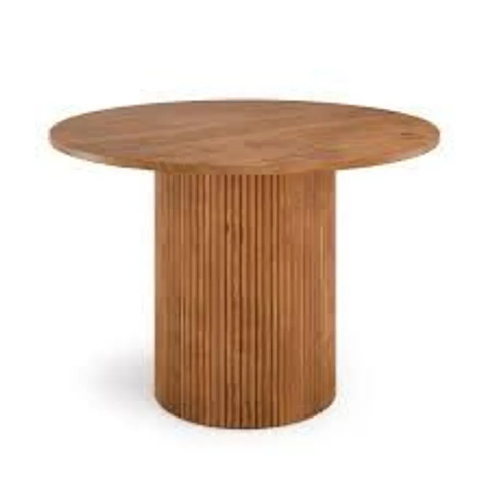BOXED AMARI ROUND DINING TABLE - DARK STAINED OAK (2 BOXES)