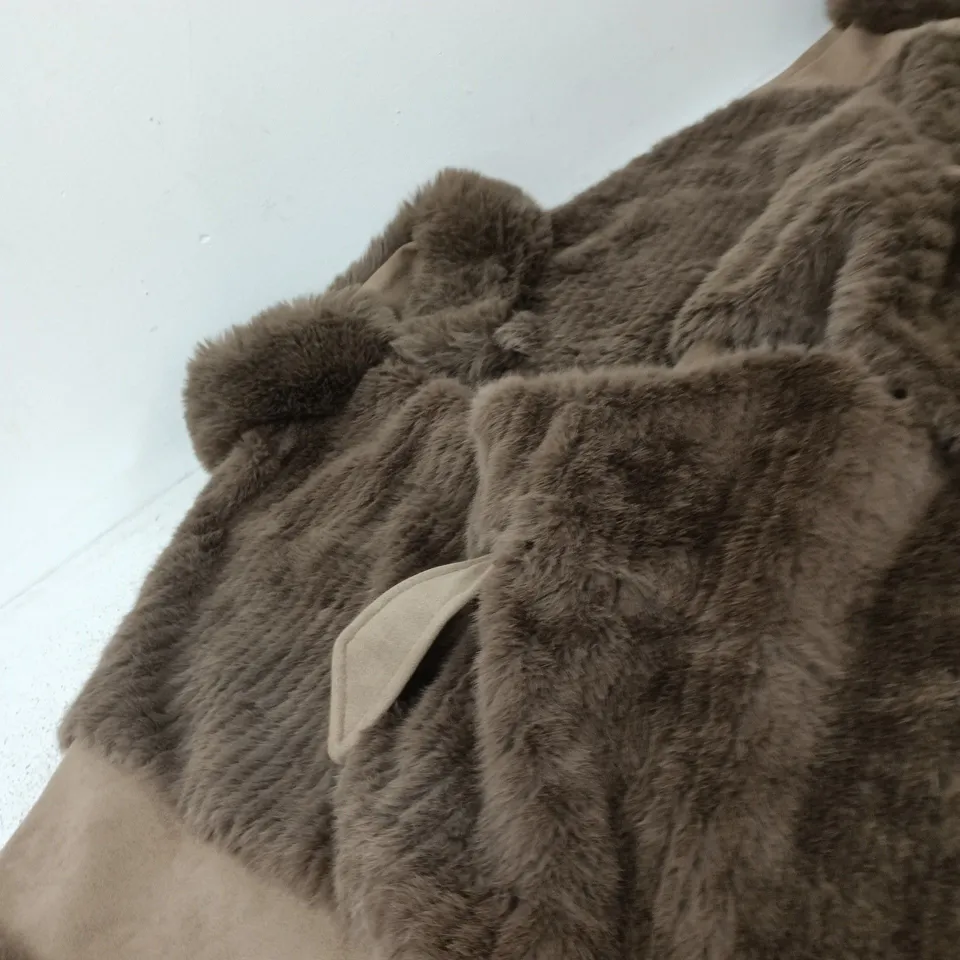 FRANK USHER BROWN FAUX FUR COAT (WOMEN'S)