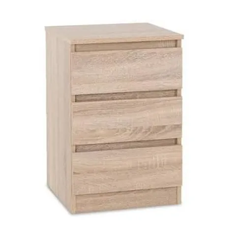 BOXED MALVERN 3 DRAWER CHEST -; SONOMA OAK EFFECT (1 BOX)