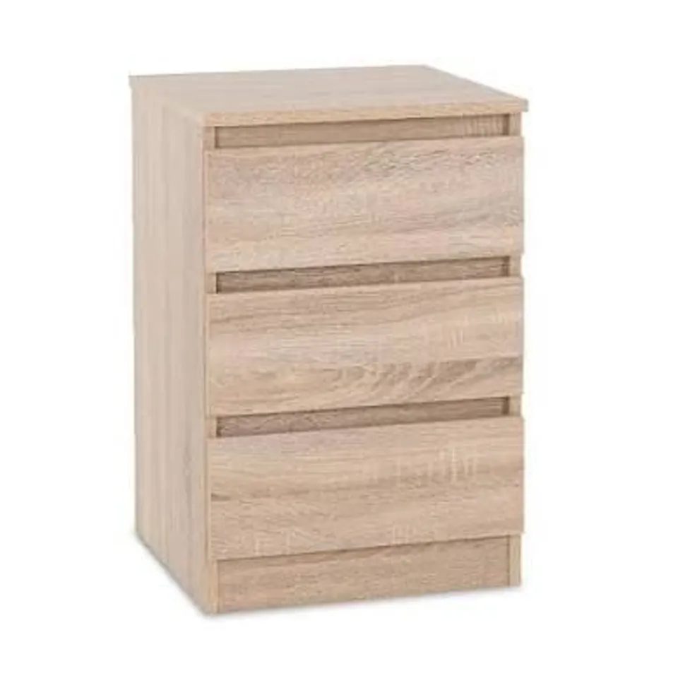 BOXED MALVERN 3 DRAWER CHEST -; SONOMA OAK EFFECT (1 BOX)