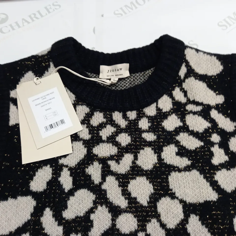 JIGSAW LEOPARD JACQUARD KNIT TANK TOP - SMALL