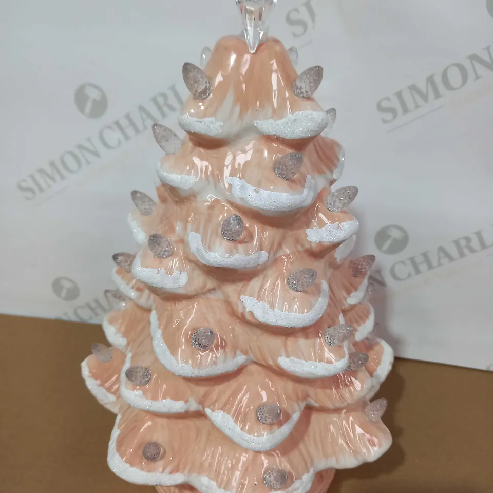 MR CHRISTMAS 12" GLITTER SNOWY NOSTALGIC TREES - DUSTY PINK