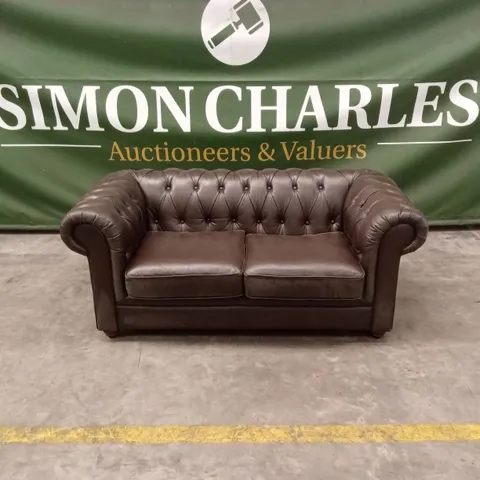 BAKERFIELD 2 SEATER LEATHER/FAUX LEATHER SOFA - CHOCOLATE