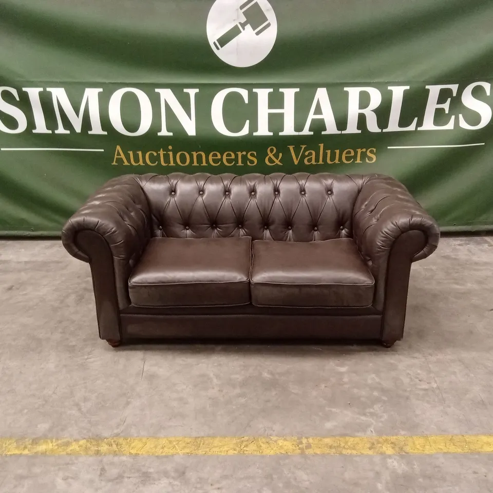 BAKERFIELD 2 SEATER LEATHER/FAUX LEATHER SOFA - CHOCOLATE RRP £899