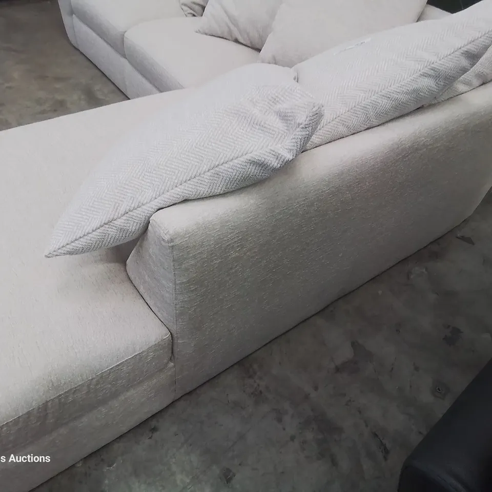 DESIGNER CHAISE SOFA CREAM FABRIC 