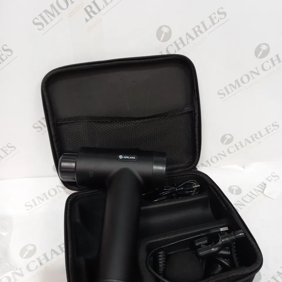 BOXED AERLANG MASSAGER GUN WITH ATTACHMENTS