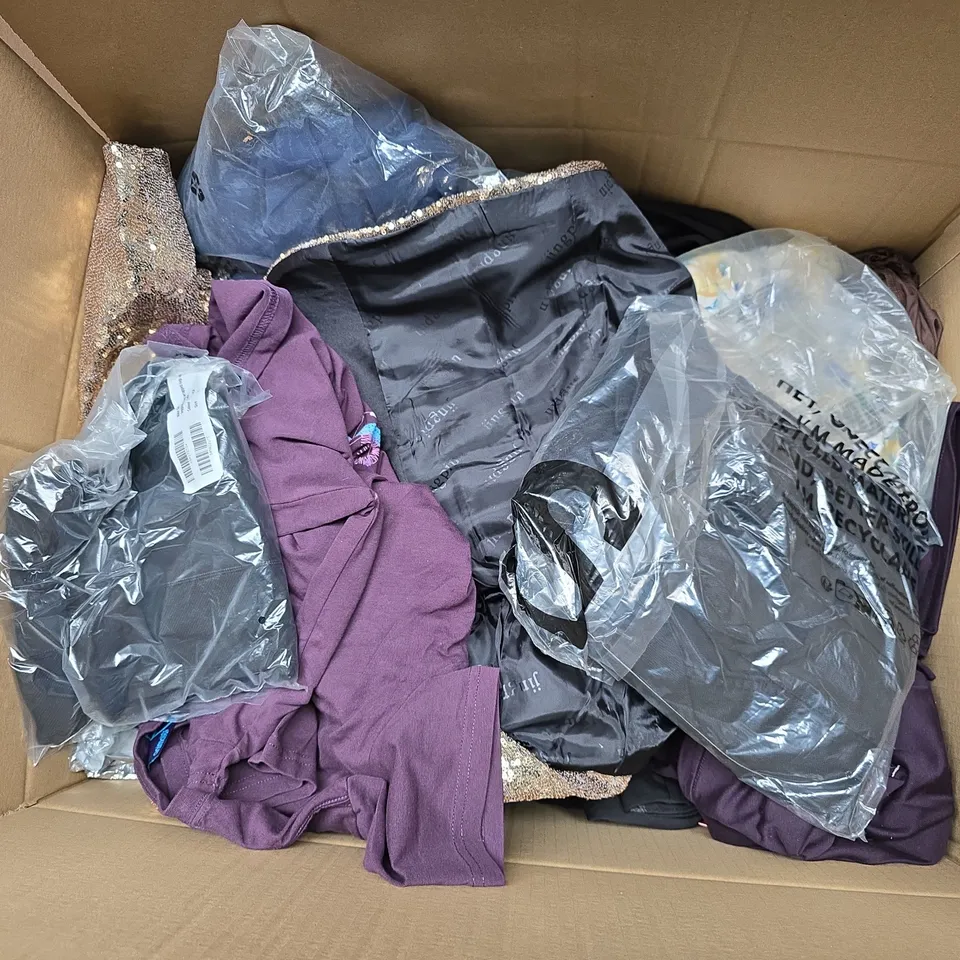 APPROXIMATELY 35 ASSORTED CLOTHING ITEMS IN VARIOUS SIZES, STYLES & COLOURS TO INCLUDE HI-VI TROUSERS, MIDI DRESS, SHORTS, ETC