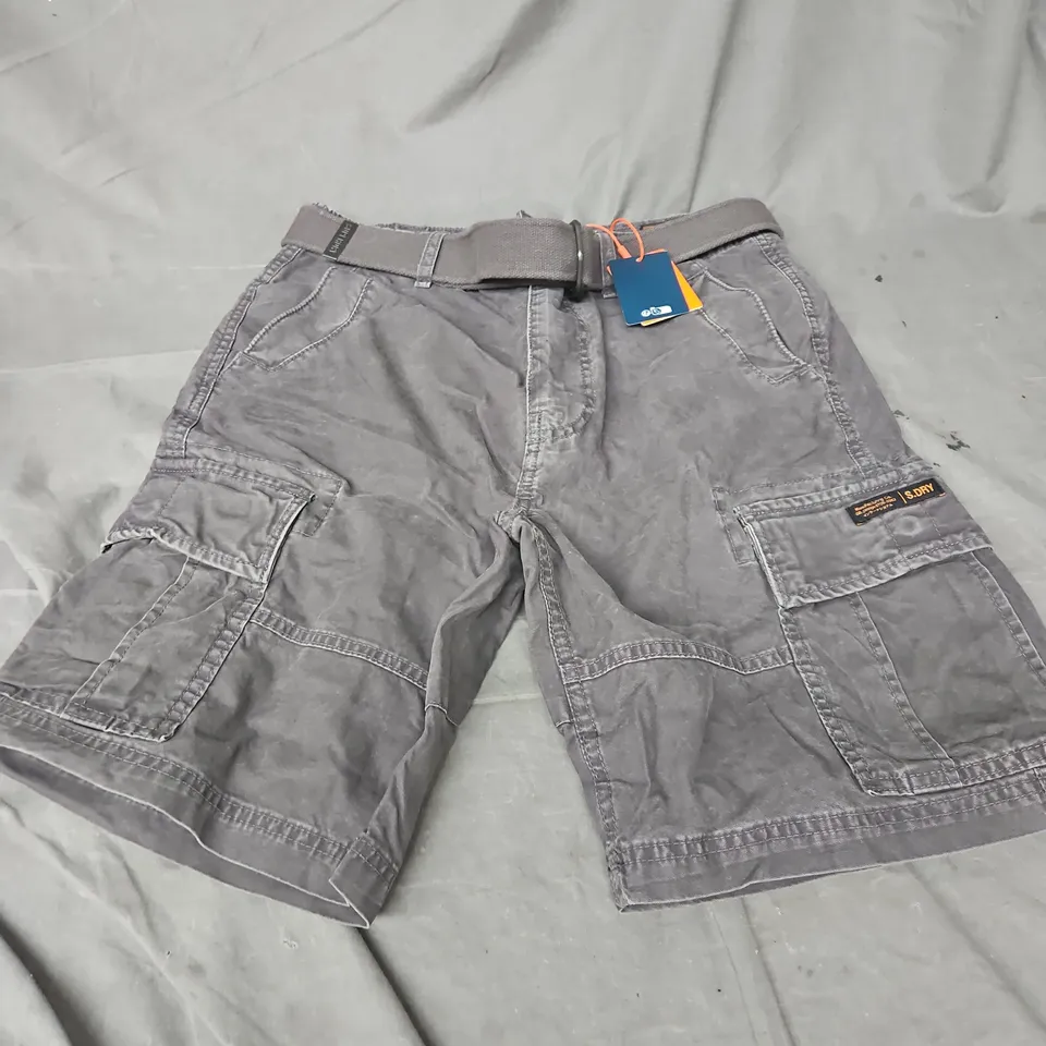SUPERDRY HEAVY CARGO SHORT IN WASHED GREY SIZE 30"