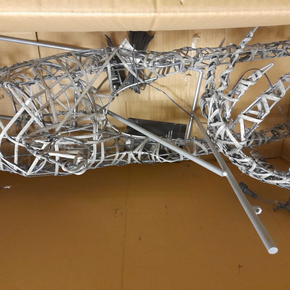 1.5M GREY RATTAN DEER WITH TIMER-ICE WHITE LEDS