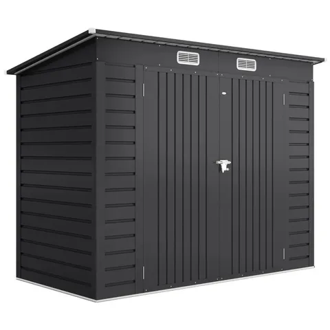 BOXED LIVING AND HOME 2 DOOR OUTDOOR GALVANISED STEEL STORAGE SHED ANTHRACITE (2 BOXES)