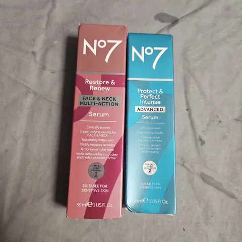 NO7 FACIAL SERUM DUO β RESTORE & RENEW AND PROTECT & PERFECT INTENSE ADVANCED SERUM (30 ML EACH)