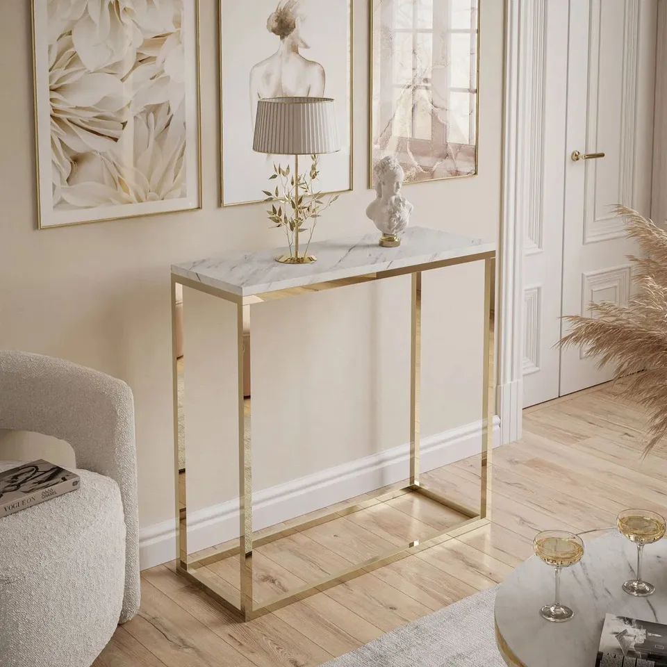 BOXED CLABORN STONE TOP CONSOLE TABLE 