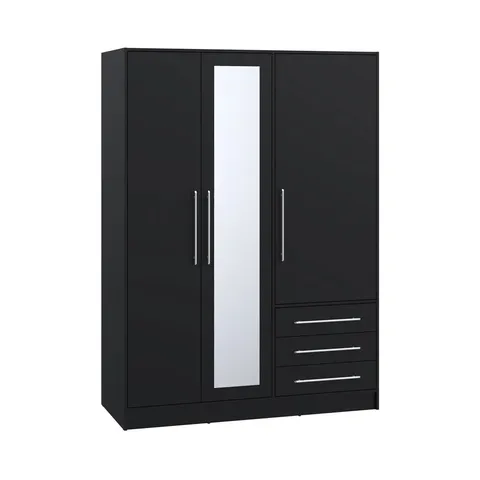 BOXED JUPITER 3 DOOR MANUFACTURED WOOD WARDROBE (3 BOXES)