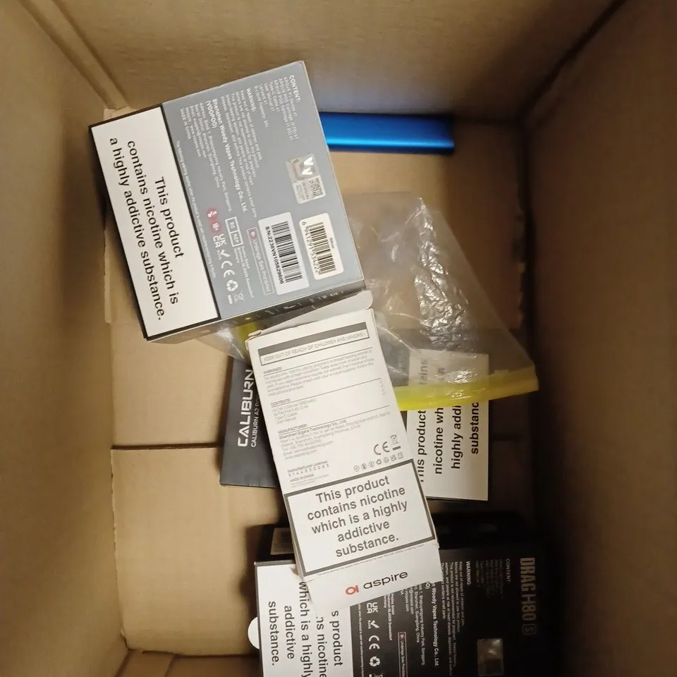 BOX OF APPROX 10 ITEMS TO INCLUDE OXVA XLIM SE, VAPORESSO XROS 3 MINI, CALIBURN A2. 