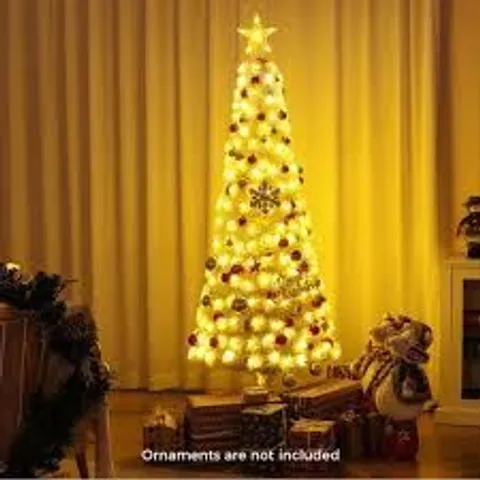 BOXED 150CM ARTIFICIAL CHRISTMAS TREE PENCIL TREE WITH TREETOP STAR AND 7 LIGHTING MODES-150 CM