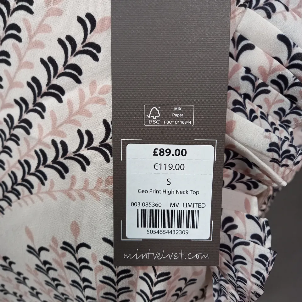 MINT VELVET GEO PRINT HIGH NECK TOP SIZE S