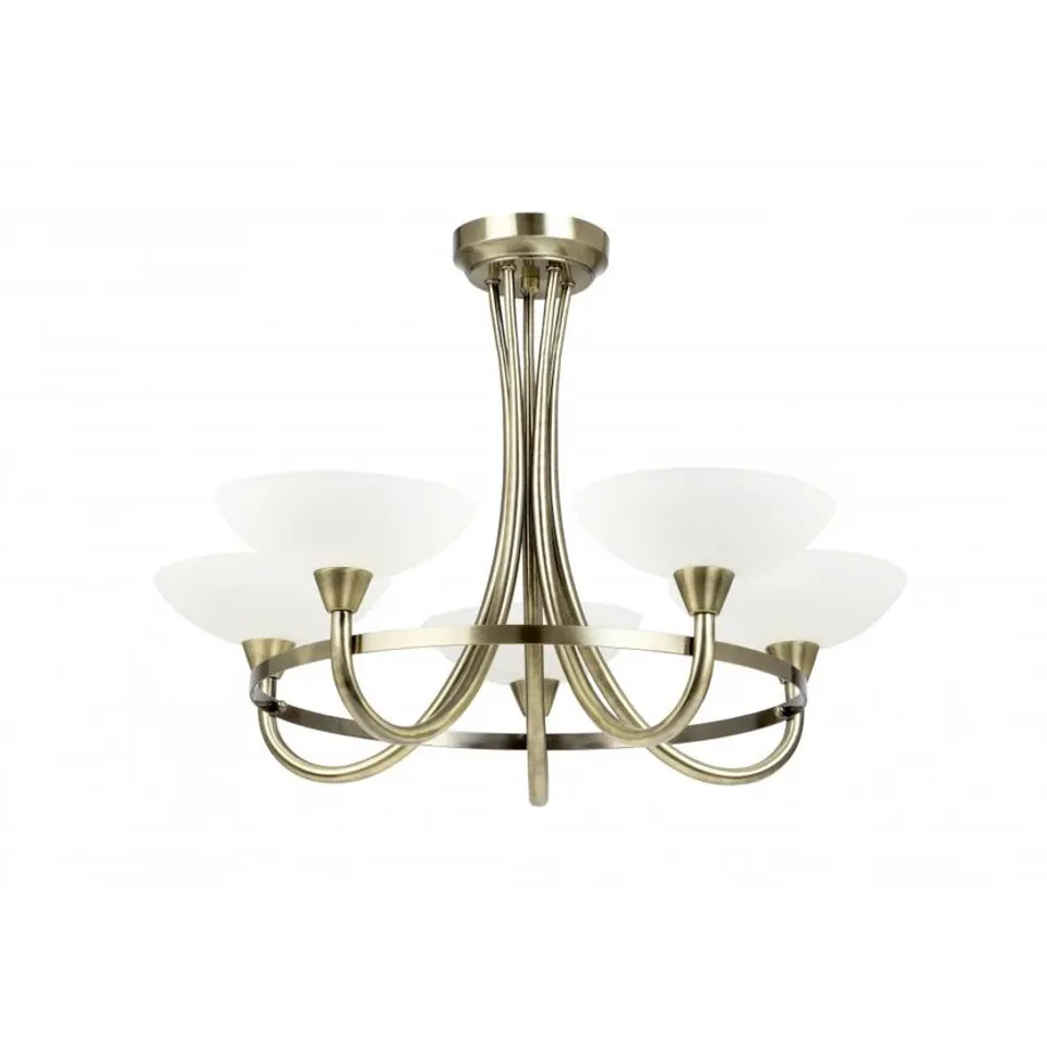 BOXED 5 LIGHT CEILING FITTING ANTIQUE BRASS
