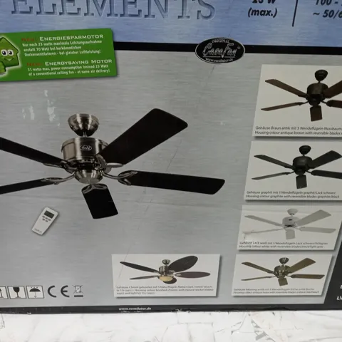 BOXED CASAFAN CLASSIC ROYALL 5-BLADE CEILING FAN IN BRUSHED CHROME AND BEECH WOOD