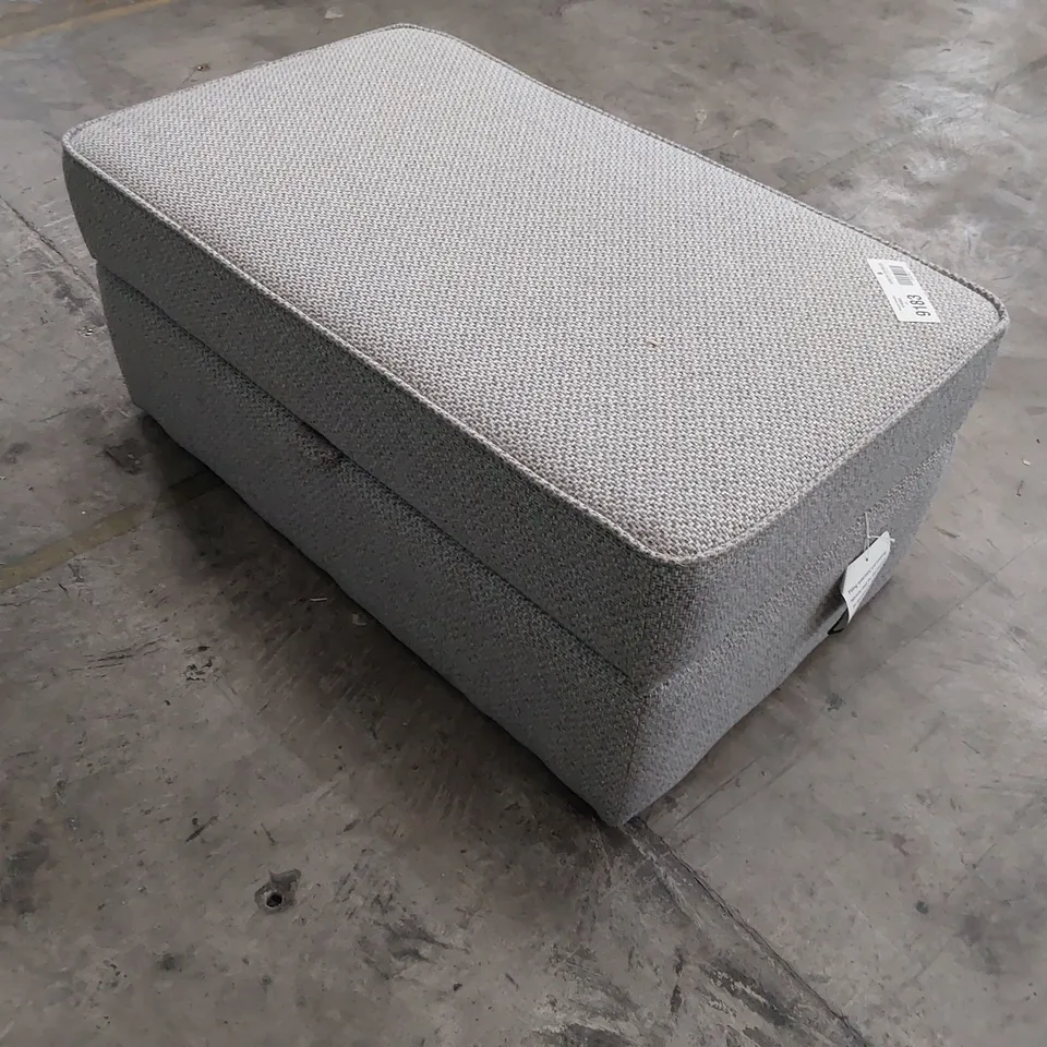 DESIGNER RECTANGULAR STORAGE FOOTSTOOL GREY FABRIC 