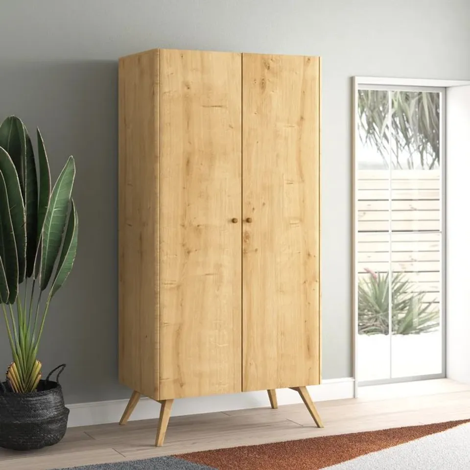 BOXED ALLENSWORTH 2 DOOR SOLD WOOD MANUFACTURED WARDROBE (4 BOXES)