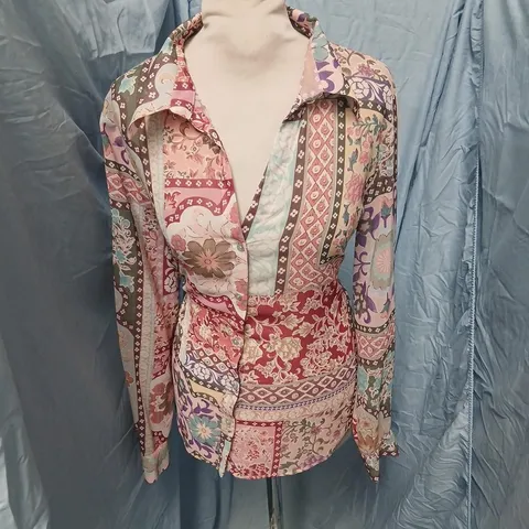 ZARA WOMEN’S PATCHWORK FLORAL SHIRT – SIZE M (EU M / US M)