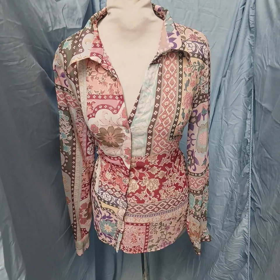 ZARA WOMEN’S PATCHWORK FLORAL SHIRT – SIZE M (EU M / US M)