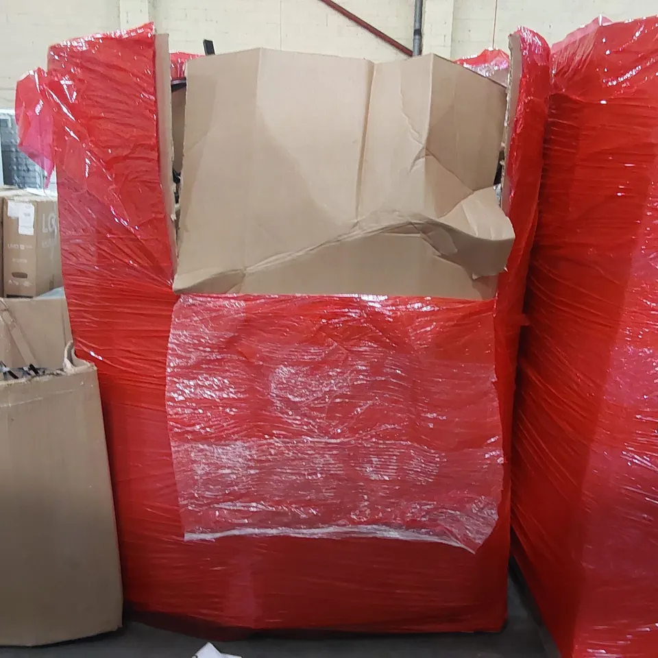 PALLET CONTAINING ASSORTED CONSUMER PRODUCTS TO INCLUDE: STEAM CLEANER, MATTRESS TOPPER, SIDE TABLE, POP-UP TENT, CHAIR ECT