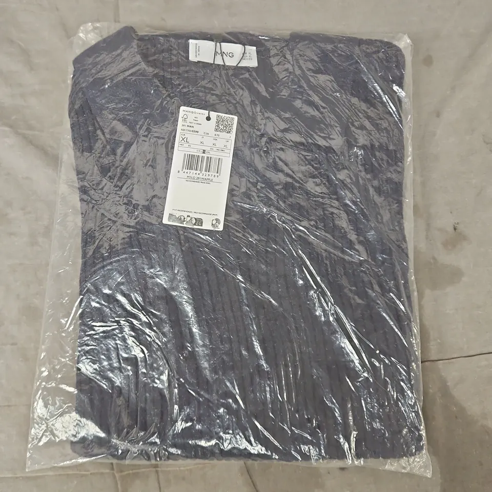 BAGGED MANGO POLO WAFFLE MEN'S TOP IN NAVY SIZE XL