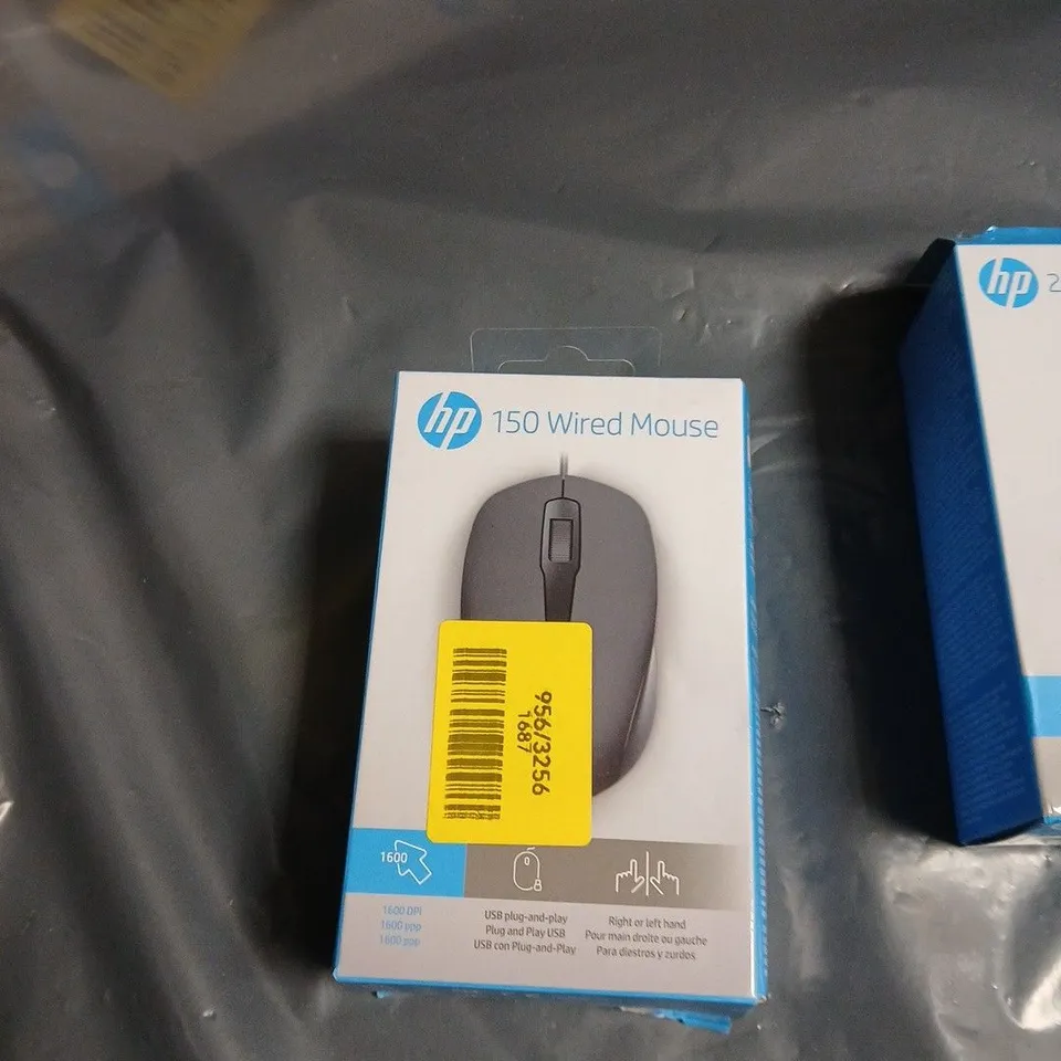 APPROXIMATELY 12 ASSORTED HP MOUSE INCLUDING HP 150 WIRED MOUSE AND HP 40 BLUETOOTH MOUSE 