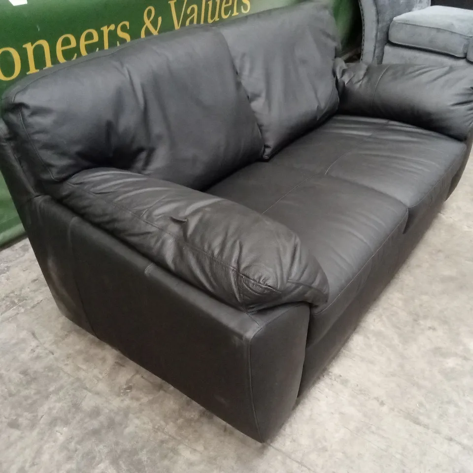 MONTREAL REAL LEATHER/FAUX LEATHER 2 SEATER SOFA - BLACK RRP £699