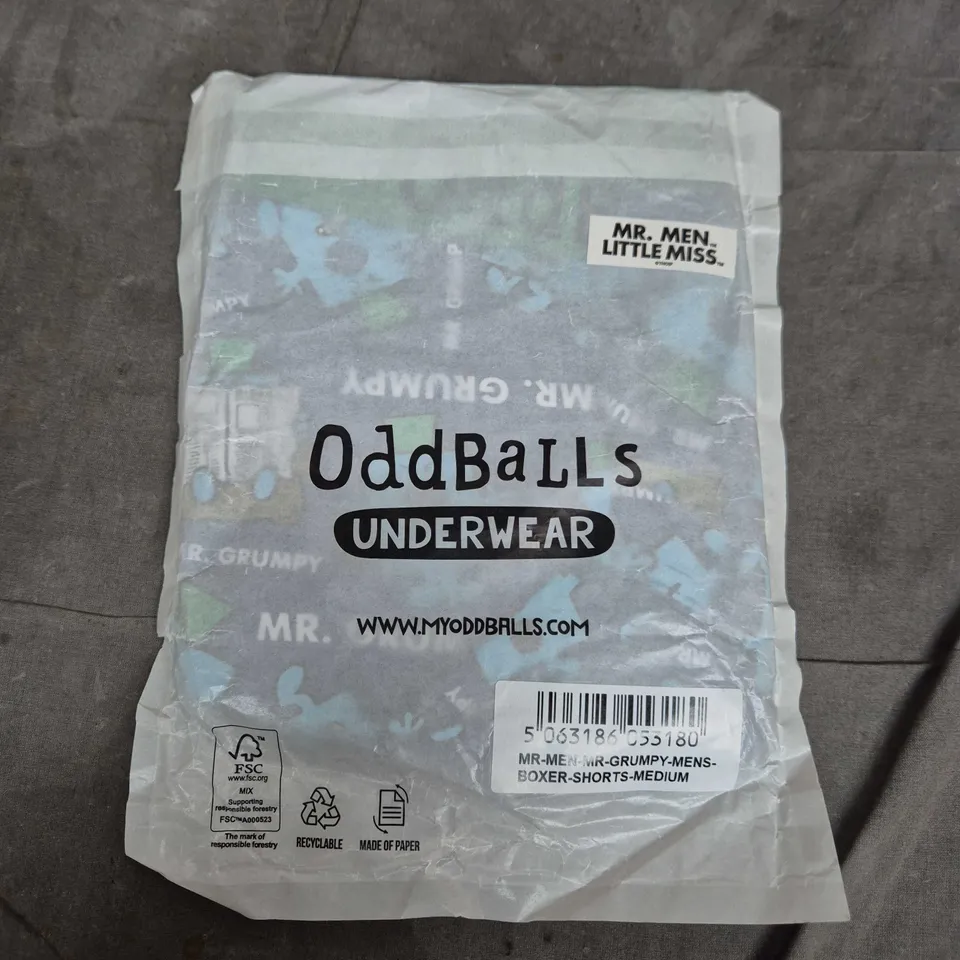 BAGGED ODDBALLS MR MEN MR GRUMPY BOXER SHORTS- MEDIUM