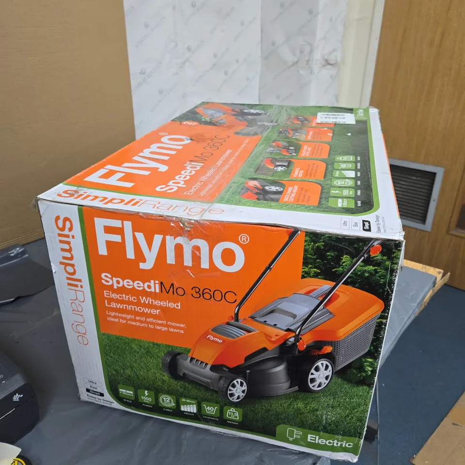 FLYMO SPEEDIMO 360C ELECTRIC WHEELED LAWNMOWER – BOXED