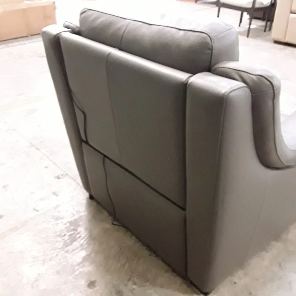 QUALITY ITALIAN DESIGNER DEGANO ELECTRIC RECLINER CHAIR WITH SMALL ARMS - GREY ANTHRACITE LEATHER