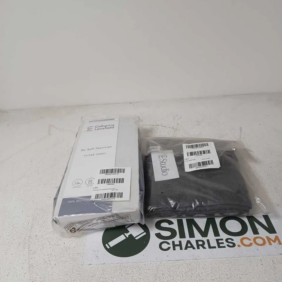BOX OF APPROXIMATELY 10 ASSORTED HOUSEHOLD ITEMS TO INCLUDE CATHERINE LANSFIELD BEDDING, STUDIO HAND TOWEL ETC