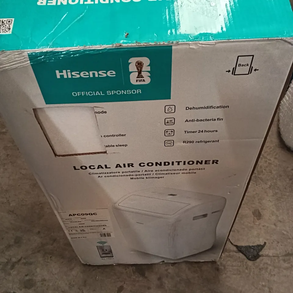 BOXED HISENSE AIR CONDITIONING UNIT APC09QC