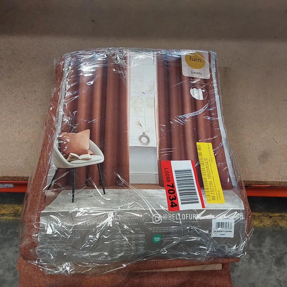BAGGED POLYESTER BLACKOUT GROMMET/EYELET CURTAIN PAIR IN BROWN - 168 X 229CM (1 ITEM)
