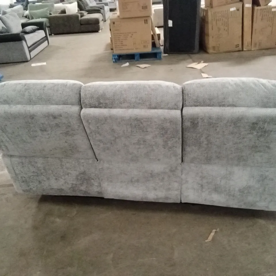 ALBION CHUNKY WEAVE 3 SEATER HIGH BACK MANUAL RECLINER SOFA - GREY RRP £679