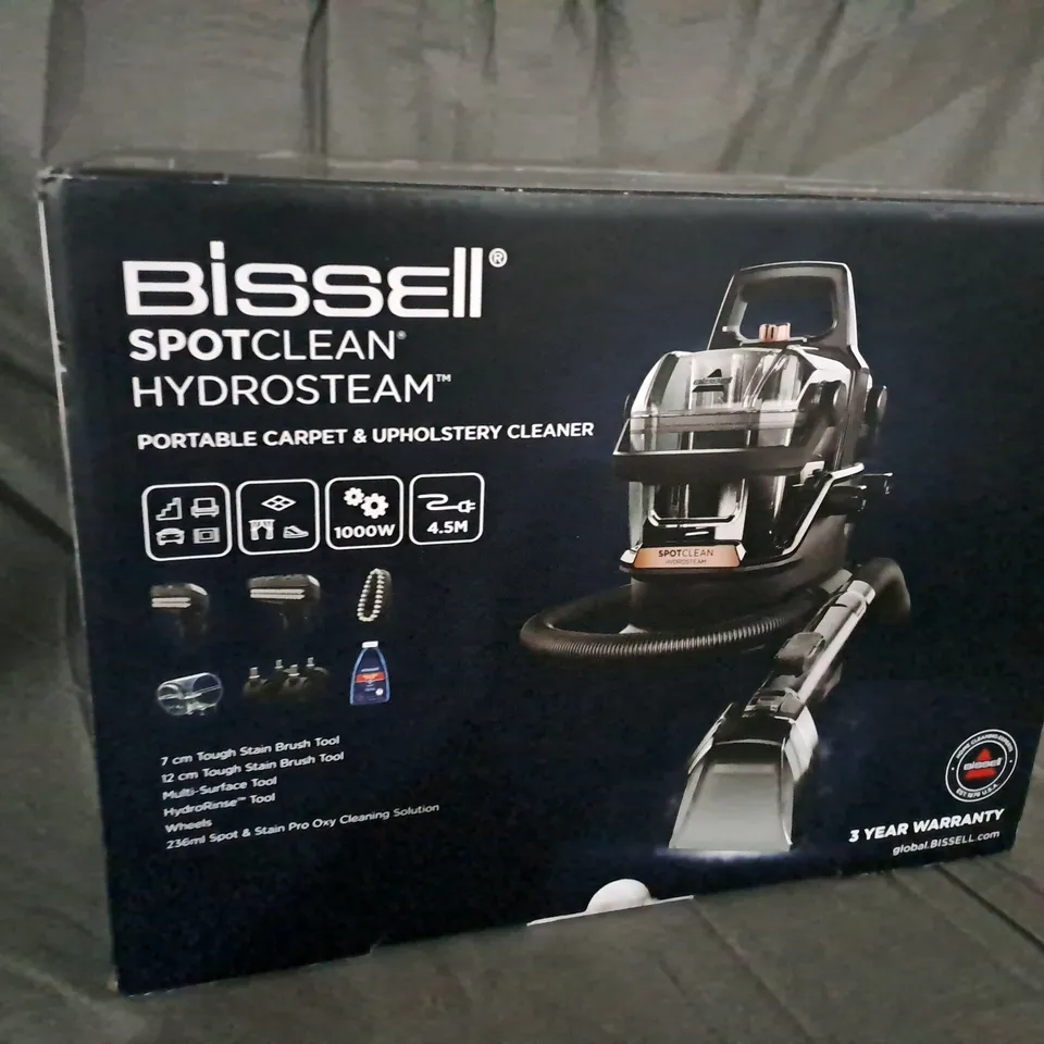 BOXED BISSELL SPOTCLEAN HYDROSTEAM CLEANER