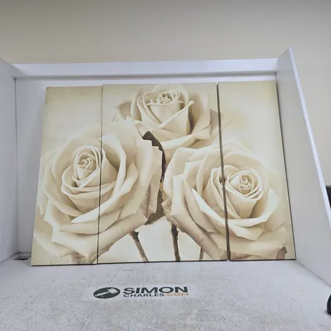 TRIPTYCH CANVAS WALL ART – WHITE ROSES