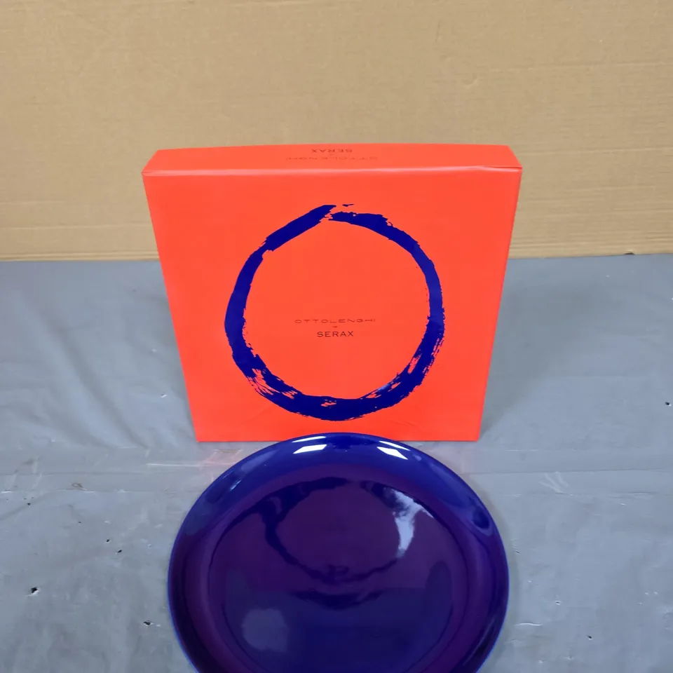 SERAX COBALT BLUE GLAZED PLATE – BOXED WITH ORANGE PACKAGING - X2