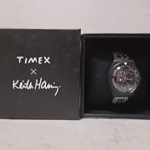 BOXED Q TIMEX X KEITH HARING RUBBER STRAP WATCH 