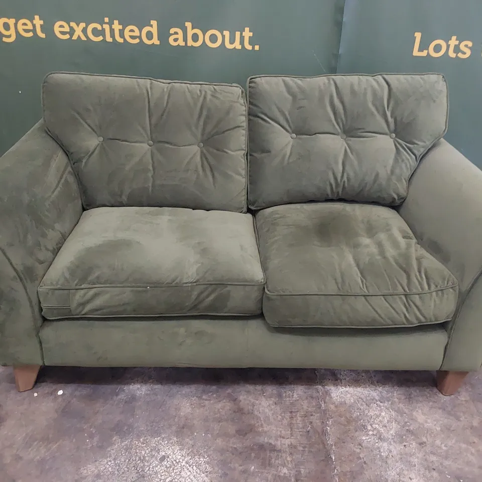 QUALITY BRITISH DESIGNER LOUNGE Co. TWO SEATER SOFA PLUSH GREEN FABRIC 