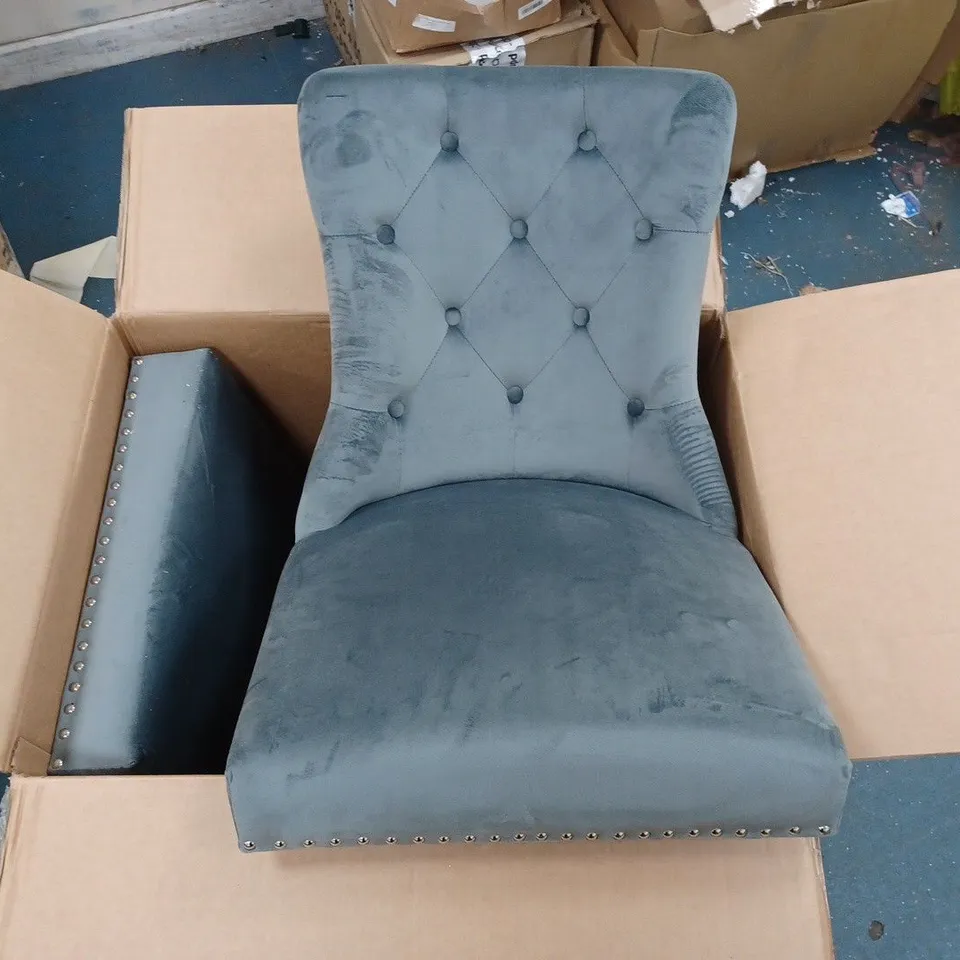 BOXED WARWICK VELVET PAIR OF STANDARD DINING CHAIRS - CHARCOAL/BLACK RRP £199