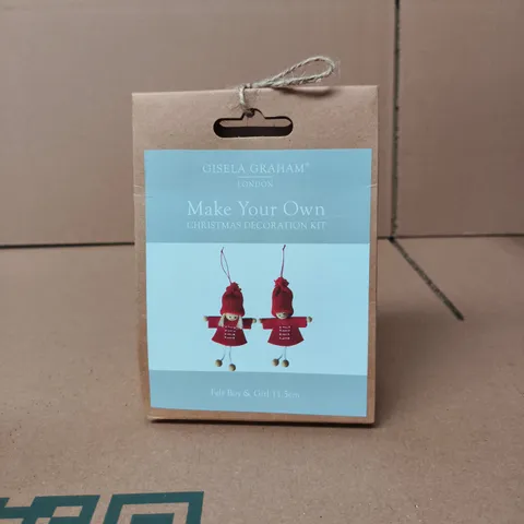 APPROXIMATELY 12 GISELA GRAHAM MAKE YOUR OWN CHRISTMAS DECORATION KITS (FELT BOY & GIRL 11.5CM)