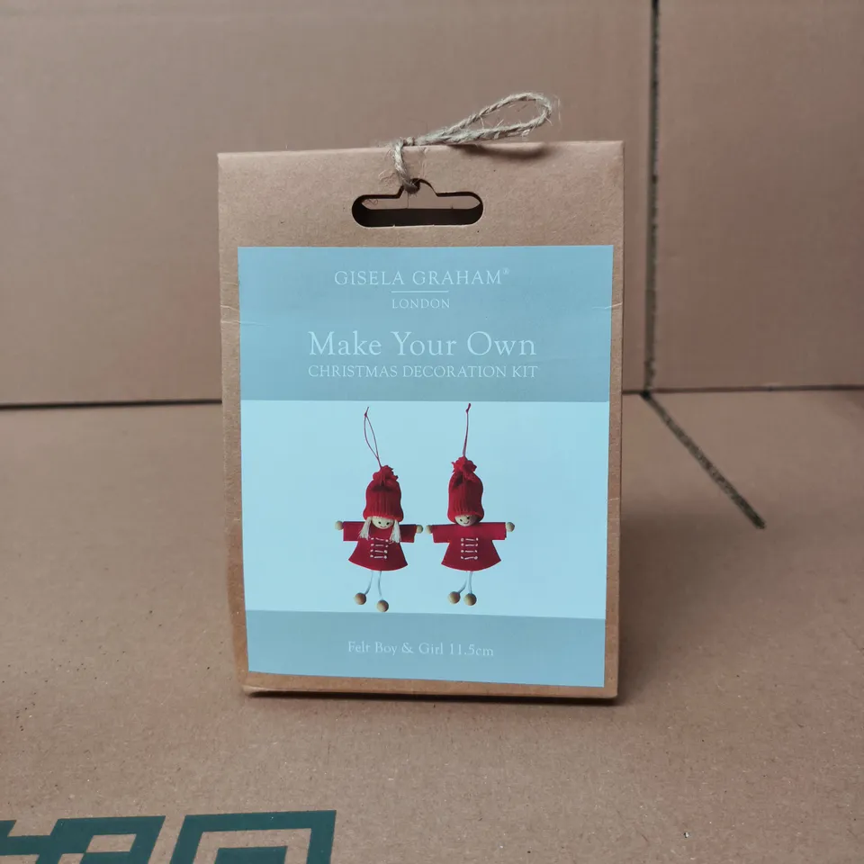 APPROXIMATELY 12 GISELA GRAHAM MAKE YOUR OWN CHRISTMAS DECORATION KITS (FELT BOY & GIRL 11.5CM)