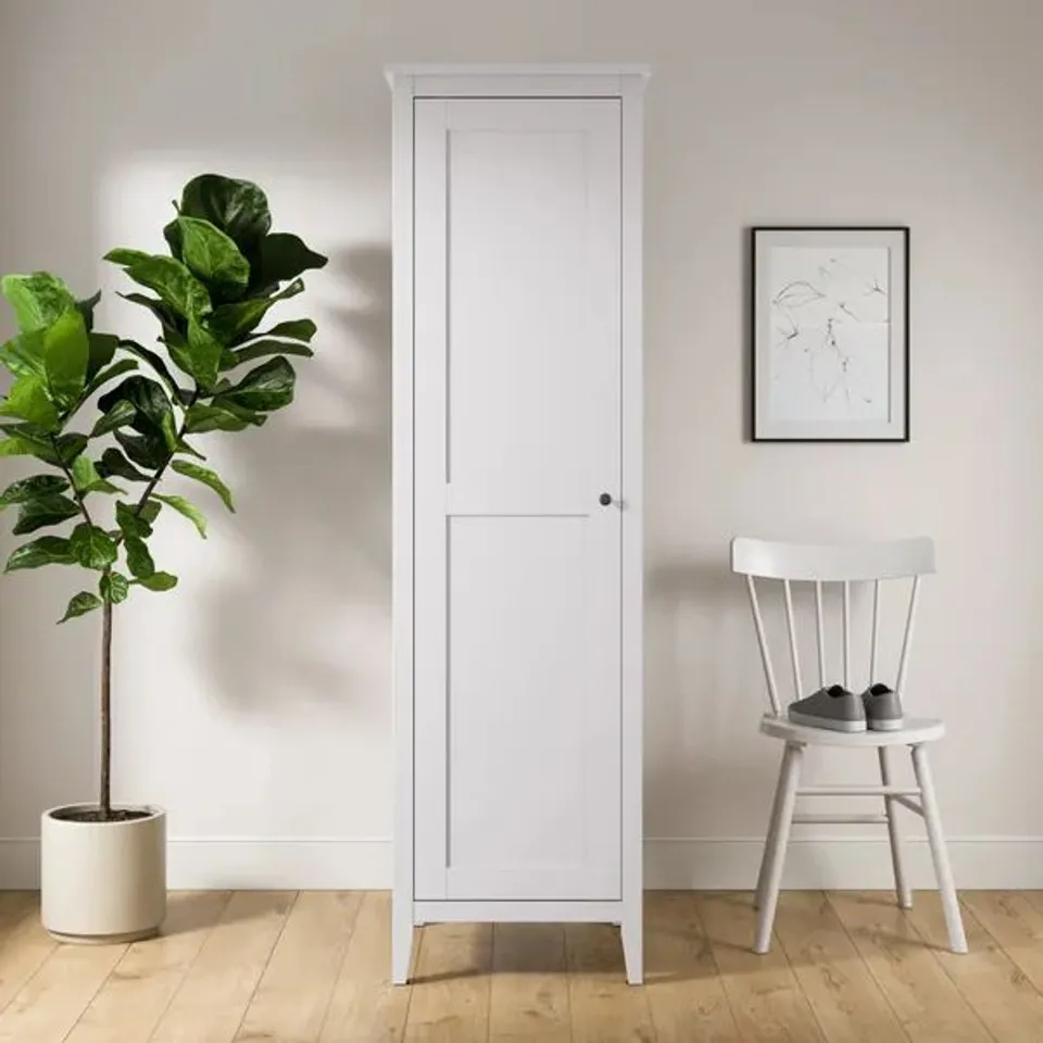 BOXED DUNELM LYNTON SELF ASSEMBLY SINGLE WARDROBE WHITE