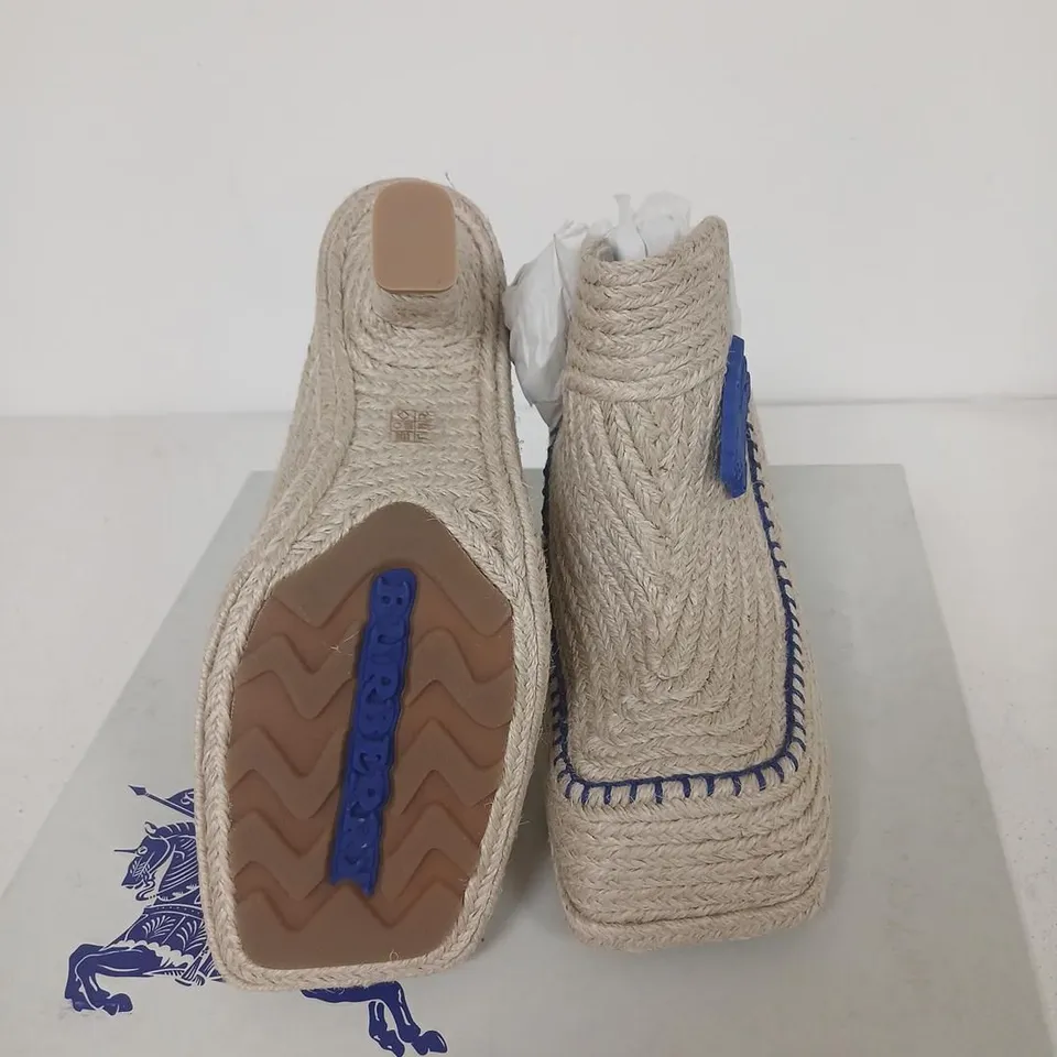 BURBERRY HEELED ESPADRILLE BOOTIE - NATURAL, UK 8 (EU 41)