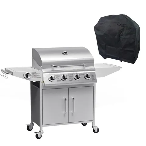 BOXED BOSS GRILL GEORGIA CLASSIC - 4 BURNER GAS BBQ GRILL WITH SIDE BURNER - SILVER (2BOXES)
