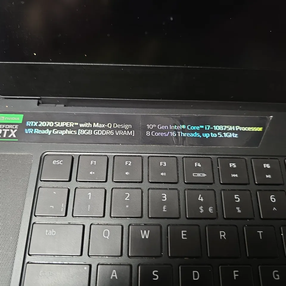 RAZER GAMING LAPTOP – RTX 2070 SUPER MAX-Q – 10TH GEN I7-10875H – BLACK